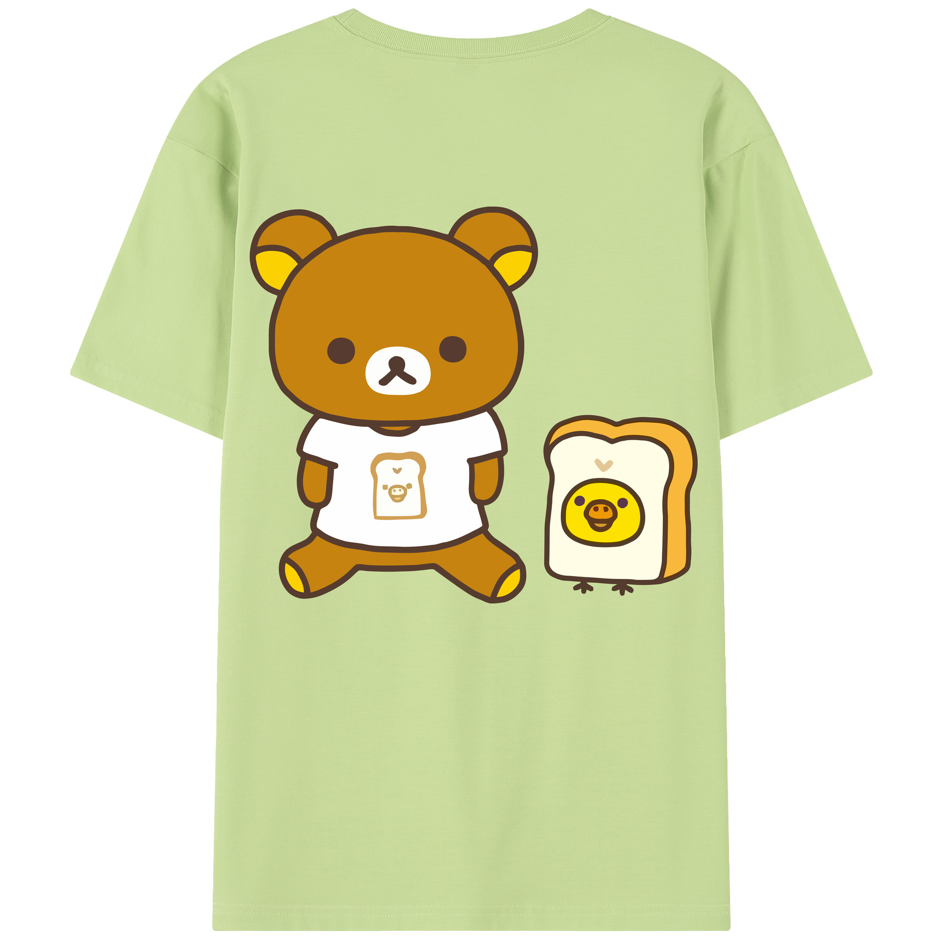 （画像用） リラックマ リラックマ キイロイトリ Rilakkuma Korilakkuma Kiiroitori 綿100％半袖Tシャツ（背面プリント）